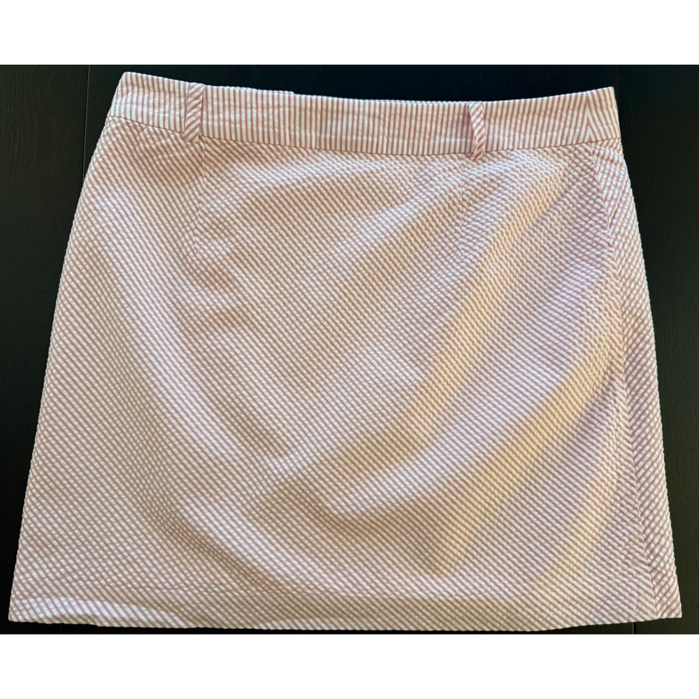 Vineyard Vines Seersucker Skirt Womens 6 Pink/ White Cotton Button-Up Mini - Picture 5 of 10